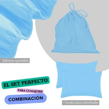 Single Fitted Sheet And 1 Cotton-Touch Microfiber Pillowcase - 淺藍色 - 查看 3