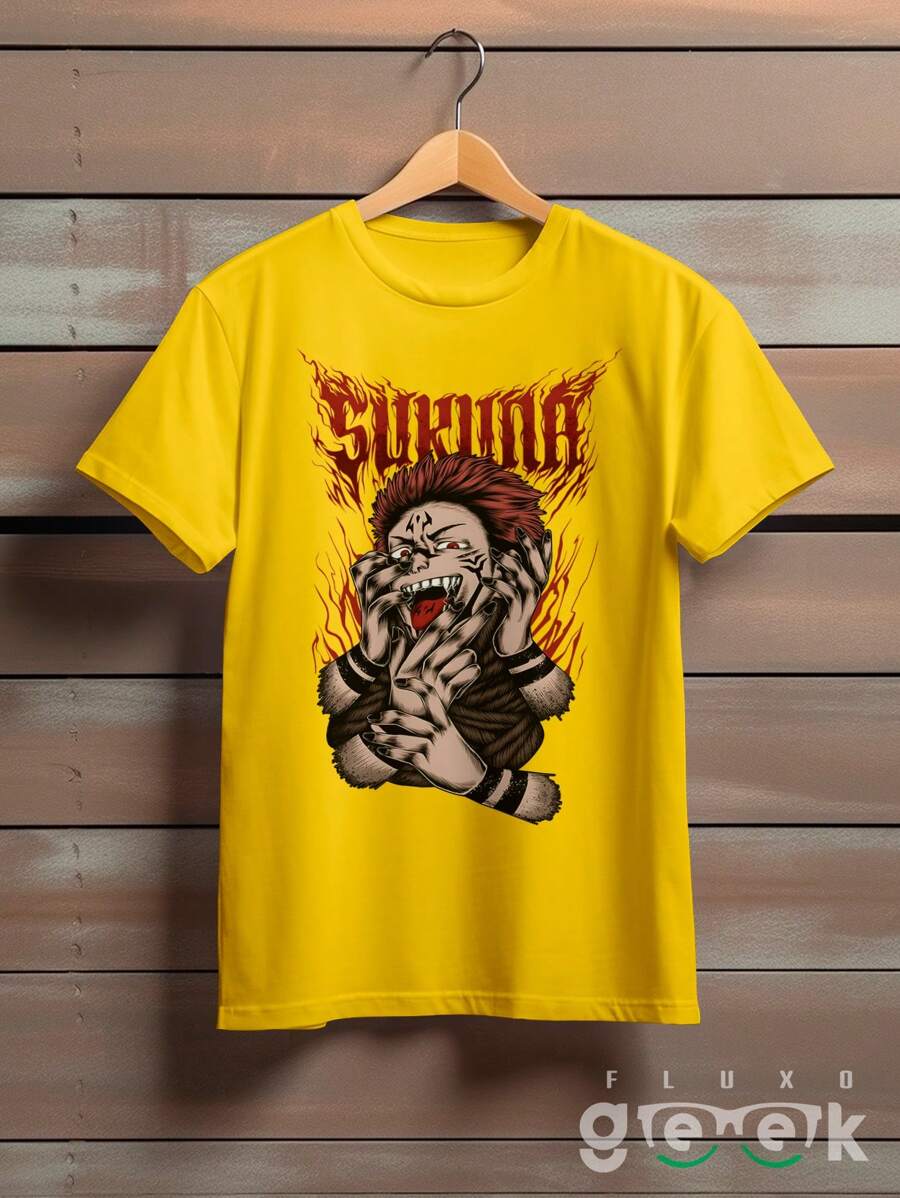 T-Shirt Shirt Jujutsu Kaise Ryomen Sukuna Yudji Itadori Kokusen Anime Series Ref 1542 FLUXOGEEK - 黃色 - 查看 1