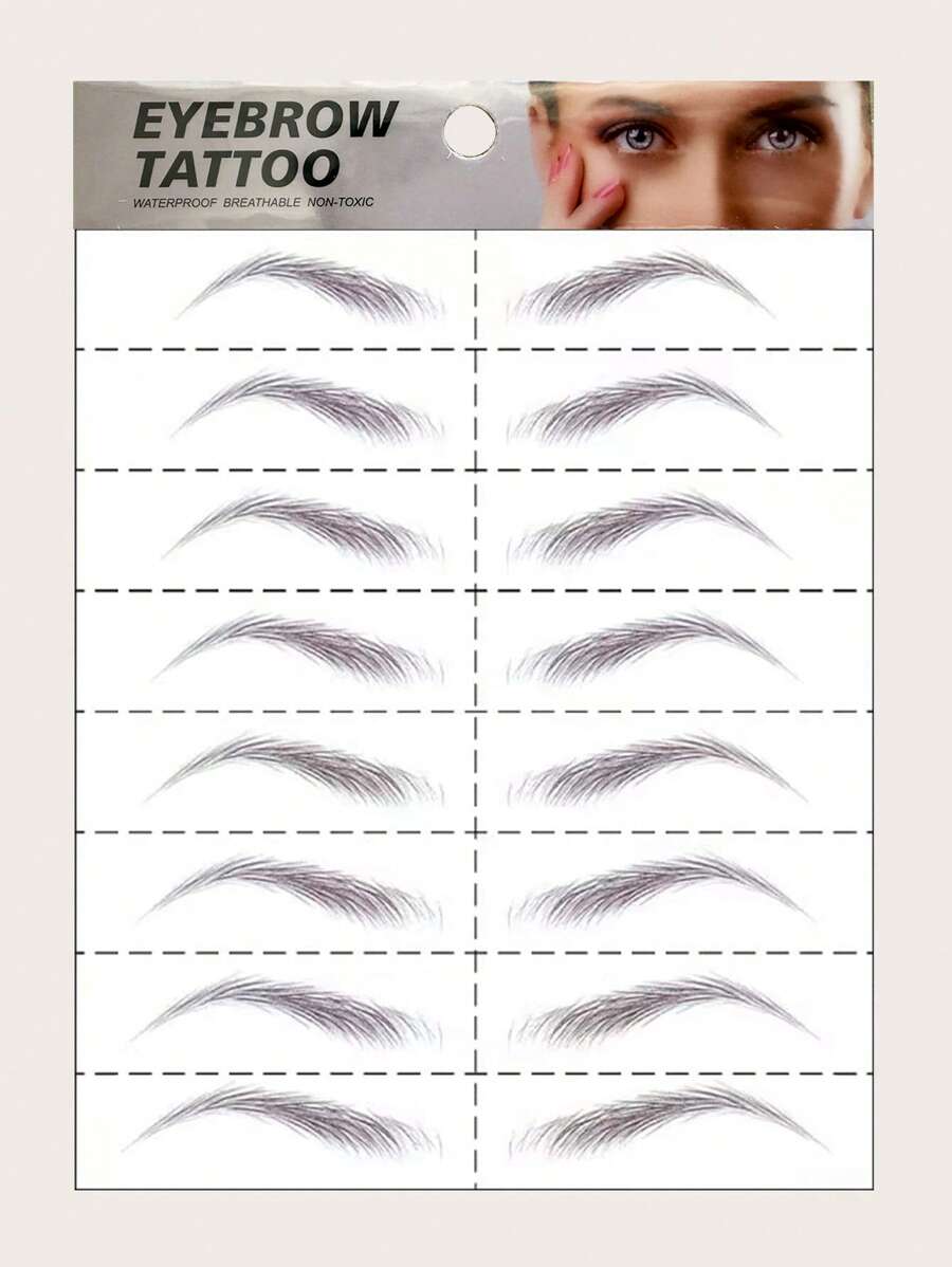 Etiqueta engomada del tatuaje, 1 hoja de tatuajes temporales de cejas para mujeres, pegatinas de tatuajes para adultos, ceja de tatuaje realista, para mujeres y niñas,tatuajes maquina para tatuar tatuajes falsos - Negro - Ver 1