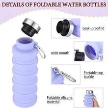 500ml Silicone Kids Sports Water Bottle Foldable Leakproof - Màu tím hoa cà - Xem 3