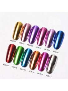 12 Esmalte Efecto Espejo Mirror Colores Metalicos Secado Rapido - Multicolor - Ver 5