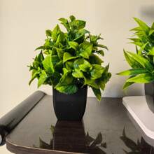 3PCS Mini Artificial Eucalyptus With Black Pots, Small Fake Greenery Bonsai For Home Office Bedroom Bathroom Indoor Decor - Multicolor - View 5
