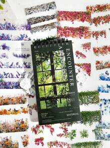 24 Sheets Green Plant Sticker Book, Decorative Stickers For DIY Plant Scrapbooking, Planner, Journaling,School Supplies,Back To School