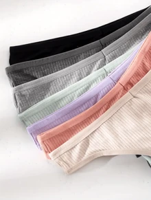 Kit 15 Calcinhas Fio Dental de Algodão Canelado