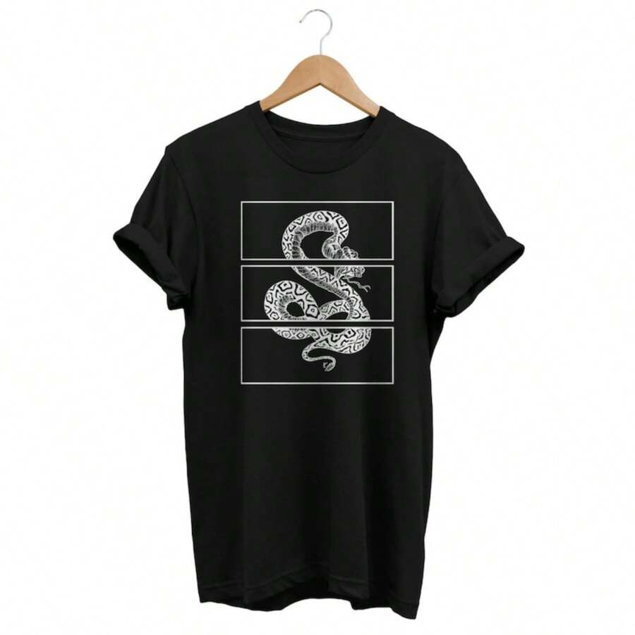 Elegante Snake T-Shirt, Serpent Graphic Tee, Urban Streetwear, Street Style Fashion