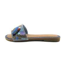 Women's Rhinestone Crystal Embellished And Beaded Comfort Cushion Slide Sandals With Multicolor Gemstone Accents: Perfect For Parties, Gatherings, Casual Wear, Vacations, And Beach Days - Màu xanh lam - Xem 2