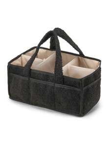 1 件尿布袋，大容量柔软毛绒婴儿尿布收纳篮，适合旅行，妈妈必备