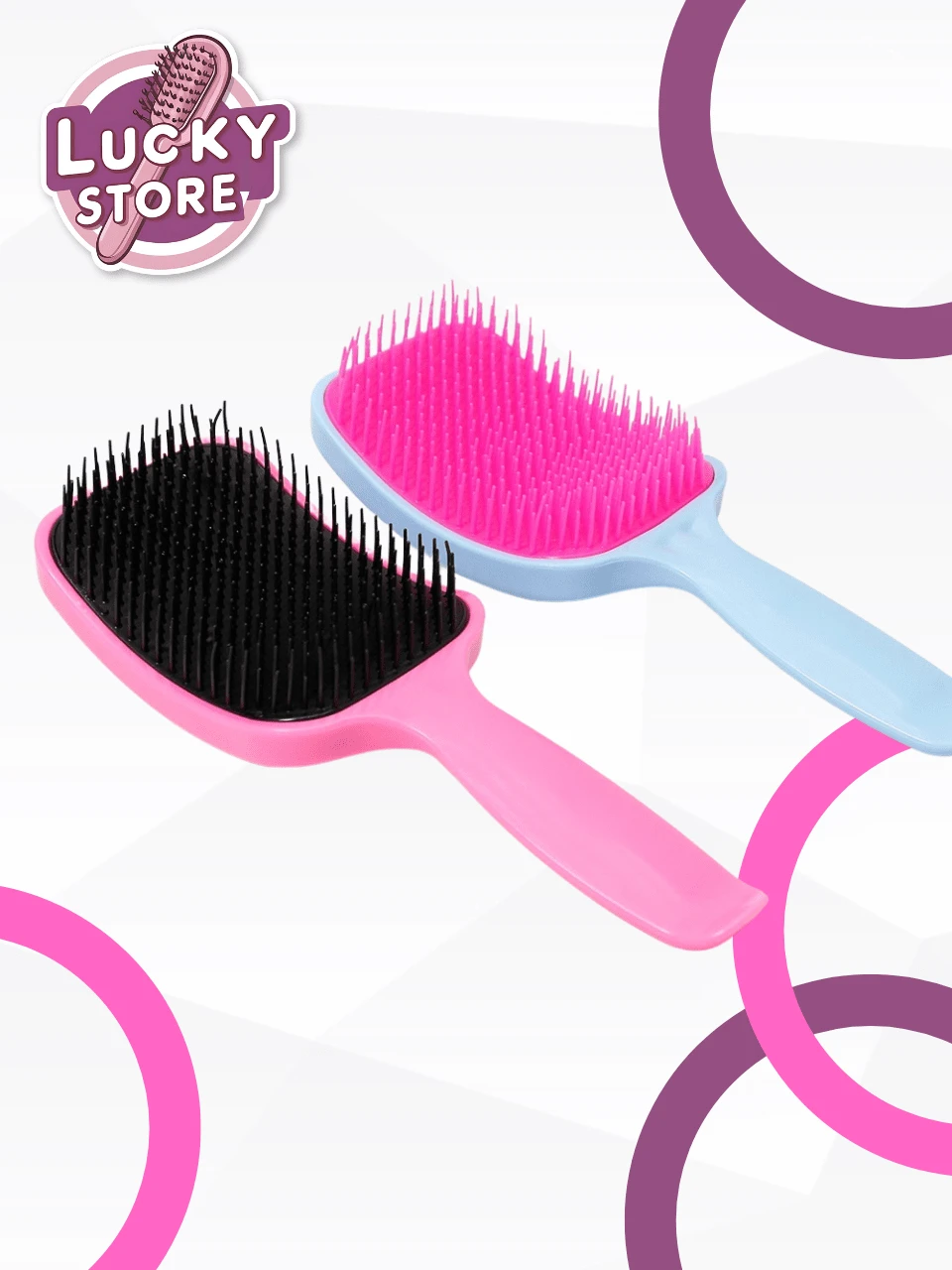 Escova Raquete para Cabelo - Anti Frizz - Multicolorido - Visão 1