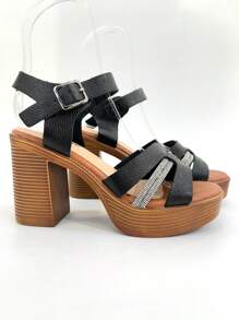 REVREAL Sparkly Platform Sandals Stylish Sandals Summer Sandals For Women - Black - View 4