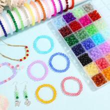 700/1400pcs 8/6mm Round Glass Beads, 28 Colors Boho Style Crystal Beads For Jewelry Making, DIY Bracelet Kit With Bead Organizer, Craft Supplies, Beads Kit For Nechklace Phone Charms Earrings