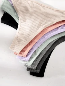 Kit 15 Calcinhas Fio Dental de Algodão Canelado