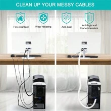 78 英寸尼龙线套整理器、电线保护套、台式电脑、电视、PC 和家庭办公室线缆杂乱管理系统、桌面线缆隐藏器、家庭办公室电脑电视线缆整理器、防宠物线缆保护器