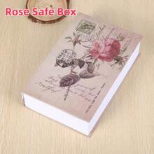 1pc Creative Book-Shaped Box, With Key, Hidden Bedside, Rose Flower Design, Available In Small/Medium/Large Sizes, Fake Book Box For Office, Bedroom, Etc.