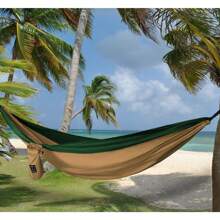 Gold Armour Hamaca de camping – Hamaca doble XL portátil hamaca accesorios de camping equipo para interiores y exteriores con correas de árbol, marca con sede en Estados Unidos (caqui y verde oscuro) - 1 - Ver 6