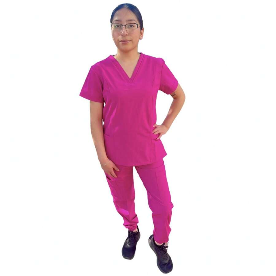 Surgical Uniform For Women - 玫紅色 - 查看 1