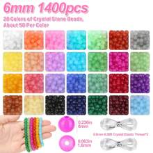 700/1400pcs 8/6mm Round Glass Beads, 28 Colors Boho Style Crystal Beads For Jewelry Making, DIY Bracelet Kit With Bead Organizer, Craft Supplies, Beads Kit For Nechklace Phone Charms Earrings