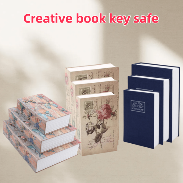 1pc Creative Book-Shaped Safe Box, With Key, Hidden Bedside Safe, Rose Flower Design, Available In Small/Medium/Large Sizes, Fake Book Safe Box For Office, Bedroom, Etc.