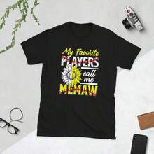 Softball Baseball Memaw Grandma Mother's Day Gifts Unisex T-Shirt - Black - View 1