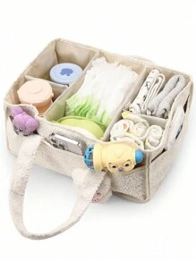 1 件尿布袋，大容量柔软毛绒婴儿尿布收纳篮，适合旅行，妈妈必备