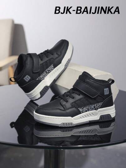  BJK-BAIJINKA 儿童篮球鞋，男童平底防滑运动鞋，户外运动、体操、网球训练鞋