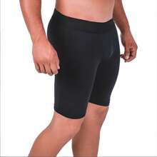 Men's Microfiber Cycling Boxer Shorts Long Leg Adult Promotion - Black - View 1