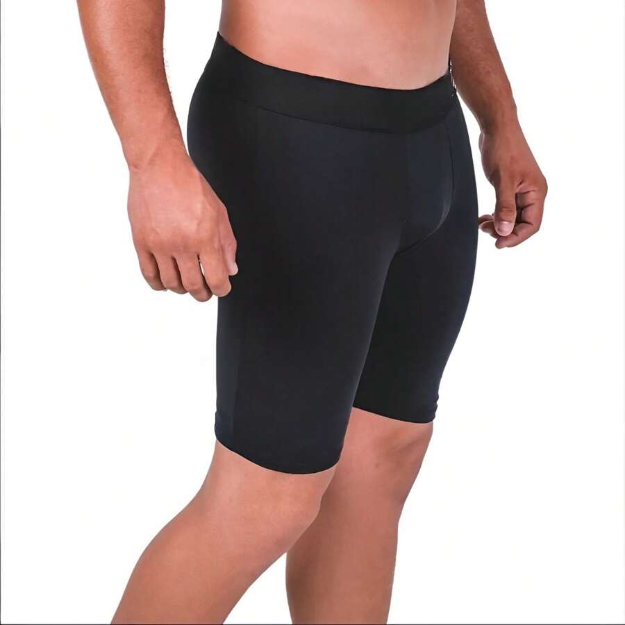 Men's Microfiber Cycling Boxer Shorts Long Leg Adult Promotion - Black - View 1