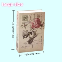 1pc Creative Book-Shaped Box, With Key, Hidden Bedside, Rose Flower Design, Available In Small/Medium/Large Sizes, Fake Book Box For Office, Bedroom, Etc.