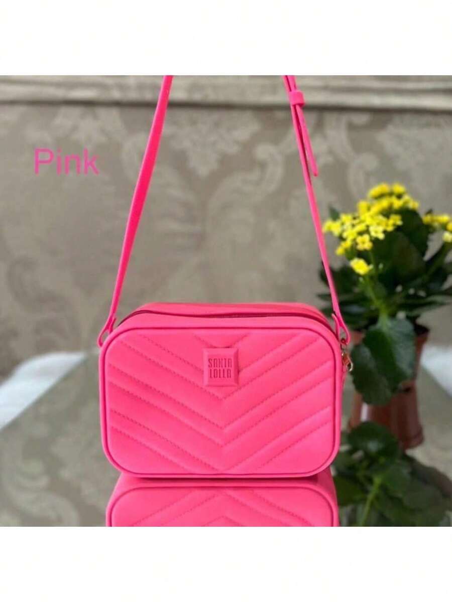 Women's Crossbody Bag With Adjustable Strap - Hot Pink - View 1