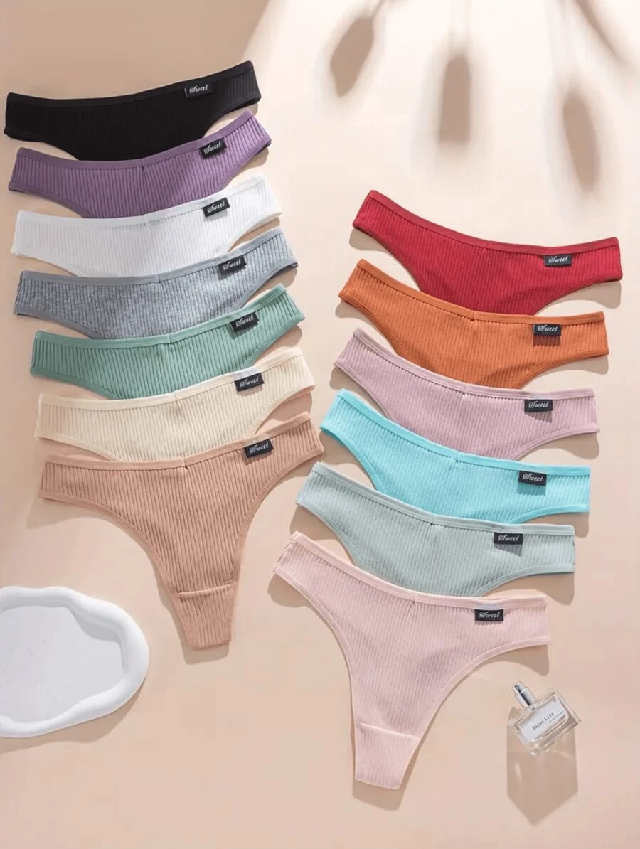 Kit 15 Calcinha Fio Dental Feminina Luxo semi Algodão Canelada