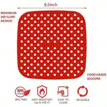 Protetor de Silicone Fritadeira Air Fryer Tapete Silicone Universal Antiaderente 21cm Quadrado