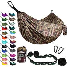 Gold Armour Hamaca de camping – Hamaca doble XL portátil hamaca accesorios de camping equipo para interiores y exteriores con correas de árbol, marca con sede en Estados Unidos (camuflaje II) - 2 - Ver 2
