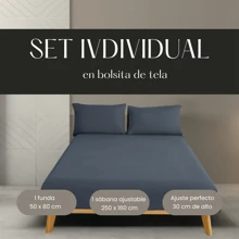 Single Drawer Sheet And 1 Cotton-Touch Microfiber Pillowcase - 黑色 - 查看 2