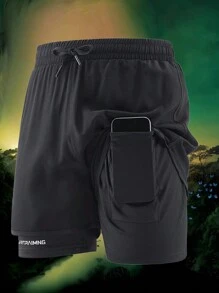 3-teiliges Sommer Workout Set für Herren, Outdoor Lässig Shorts, Sportshorts mit 2 in 1 Design