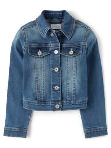The Children's PLACE Girls Medium Wash Stretch Denim Jacket - NOVA WASH - View 1