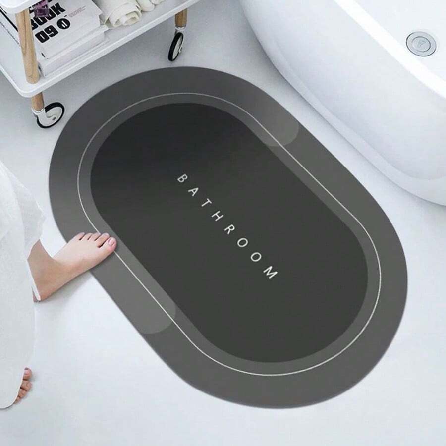 Bath Mat Absorb Water Bath Graphic Letter Non-Slip For Bathroom - Black - View 1