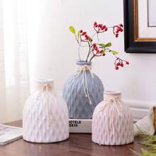 Jarrón de cerámica decorativo y creativo para flores secas, 4 colores, jarrón de plástico moderno con patrón de ola, accesorios para plantas de decoración del hogar