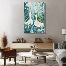 1 Pc Elegant Duck Canvas Art In Blooming Oasis  Wooden Framed Canvas Painting -  Thickness 2.25cm/1inch,Home Gift Decoration, Room Decoration Aesthetic, Wall Decoration Art, Perfect Gift, Autumn And Winter Wall Decoration, Living Room Decoration, Bedroom Decoration, Kitchen Decoration, Entry Decoration, Bathroom Decoration, Direct Wall Painting, High Quality Wall Painting Poster