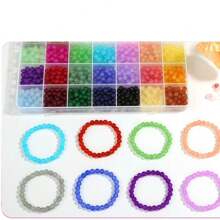 700/1400pcs 8/6mm Round Glass Beads, 28 Colors Boho Style Crystal Beads For Jewelry Making, DIY Bracelet Kit With Bead Organizer, Craft Supplies, Beads Kit For Nechklace Phone Charms Earrings