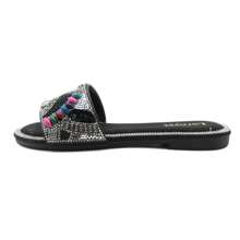 Women's Rhinestone Crystal Embellished And Beaded Comfort Cushion Slide Sandals With Multicolor Gemstone Accents: Perfect For Parties, Gatherings, Casual Wear, Vacations, And Beach Days - màu đen - Xem 2