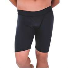 Men's Microfiber Cycling Boxer Shorts Long Leg Adult Promotion - Black - View 2