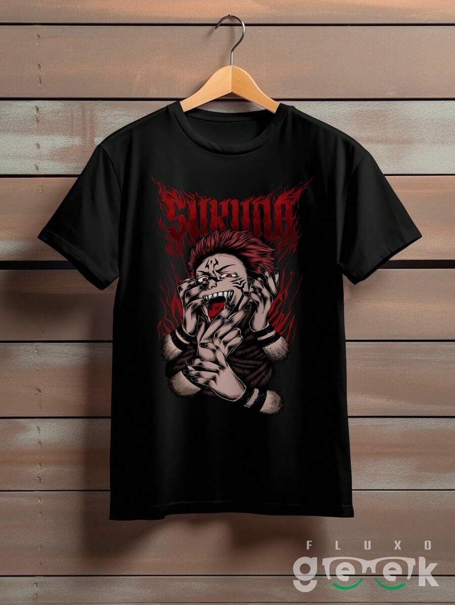 T-Shirt Shirt Jujutsu Kaise Ryomen Sukuna Yudji Itadori Kokusen Anime Series Ref 1542 FLUXOGEEK - 黑色 - 查看 1