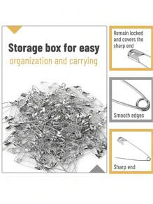 Alfinetes de segurança de aço niquelado, resistente, 5 tamanhos diferentes de alfinetes de segurança, para roupas, costuras artesanatos