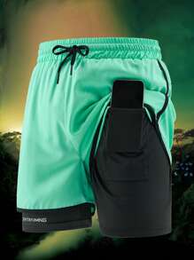 3-teiliges Sommer Workout Set für Herren, Outdoor Lässig Shorts, Sportshorts mit 2 in 1 Design