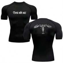 Abstract Veni Vidi Vici Angel Gym Compression T-Shirt - màu đen - Xem 1