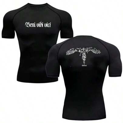 Camiseta De Compressão Academia Treino Abstract Veni Vidi Vici Angel Gym