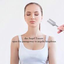 Vox Angeli 1 套 4096C Hz 音叉，用于治疗的水晶，配有木锤和柔软的储物袋铃铛，有助于释放压力，实现深度放松，平静心灵，促进正能量激活频率石英晶体打开 - 銀色 - 查看 5