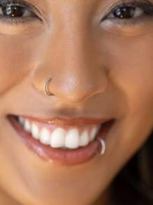 1个/3个/5个装不锈钢D形假鼻环，舒适夹式鼻环/耳环，无需穿孔