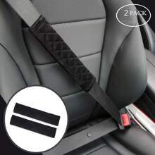 2Pcs Car Seat Belt Shoulder Protection Pad Soft Comfortable Backpack Strap Protect Neck And Shoulders From Chafing COVER - màu đen - Xem 3