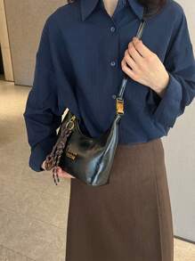 女士新款斜挎包和手提包，油蜡皮革 PU 材质，复古金属配件，优质质地，适合日常、购物、旅行