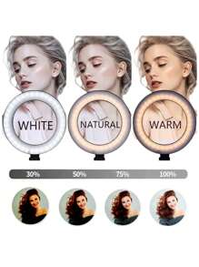 Kit aro de luz 10 pulgadas con tripoide ajustable - Blanco - Ver 3